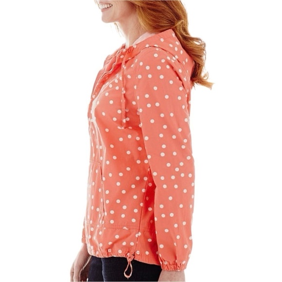Cotton Polka Dot Anorak Jacket Half Zip Hooded Pullover, Small - Picture 7 of 12